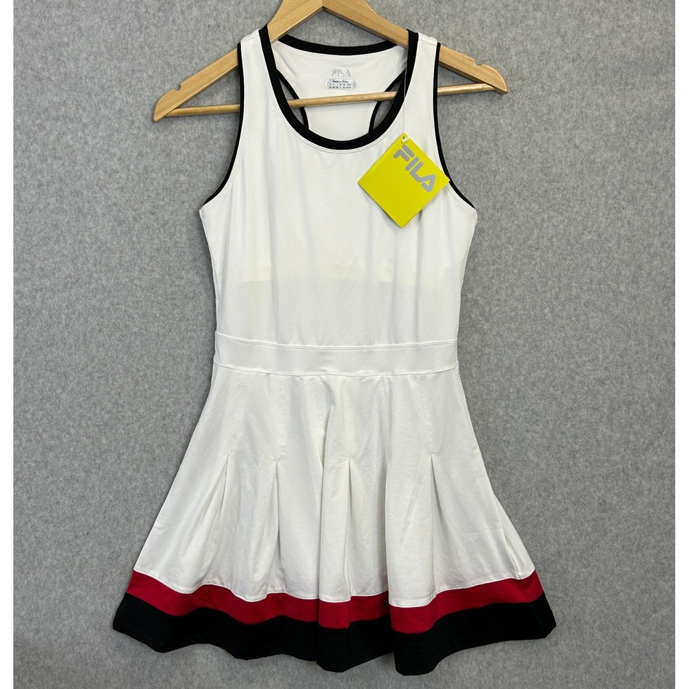 Fila XS Heritage Racerback Tennis Dress White Pleated Country Club Athletic NWT